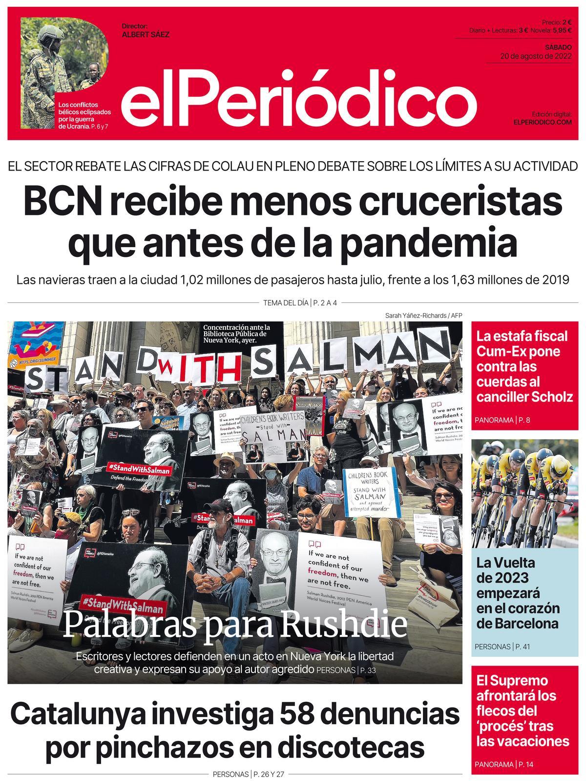 La portada d’EL PERIÓDICO del 20 d’agost del 2022 La portada d’EL PERIÓDICO del 20 d’agost del 2022