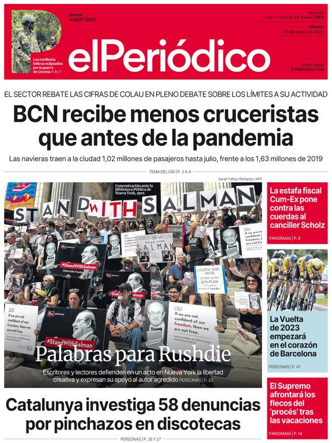 La portada d’EL PERIÓDICO del 20 d’agost del 2022
