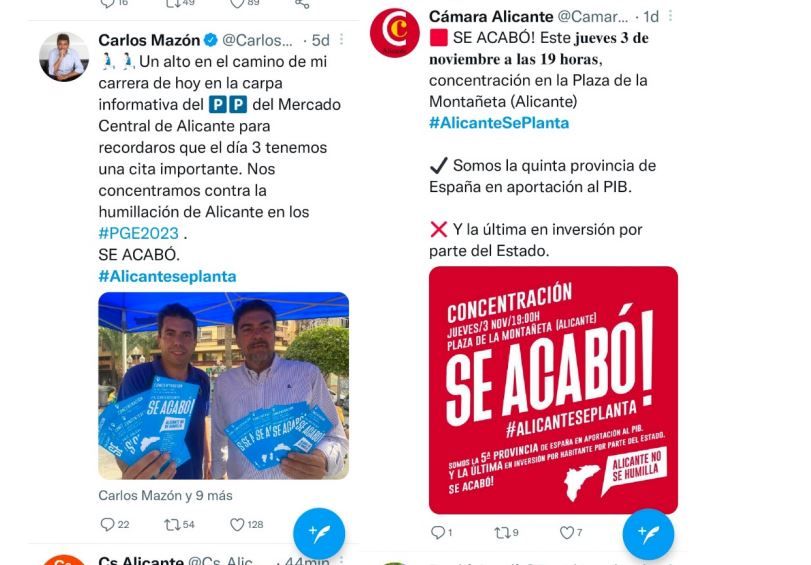 Folletos de propaganda contra los presupuestos, del PP y de la Cámara de Comercio.