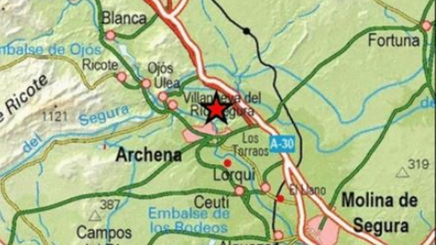 El suelo de Archena tiembla con un terremoto este domingo