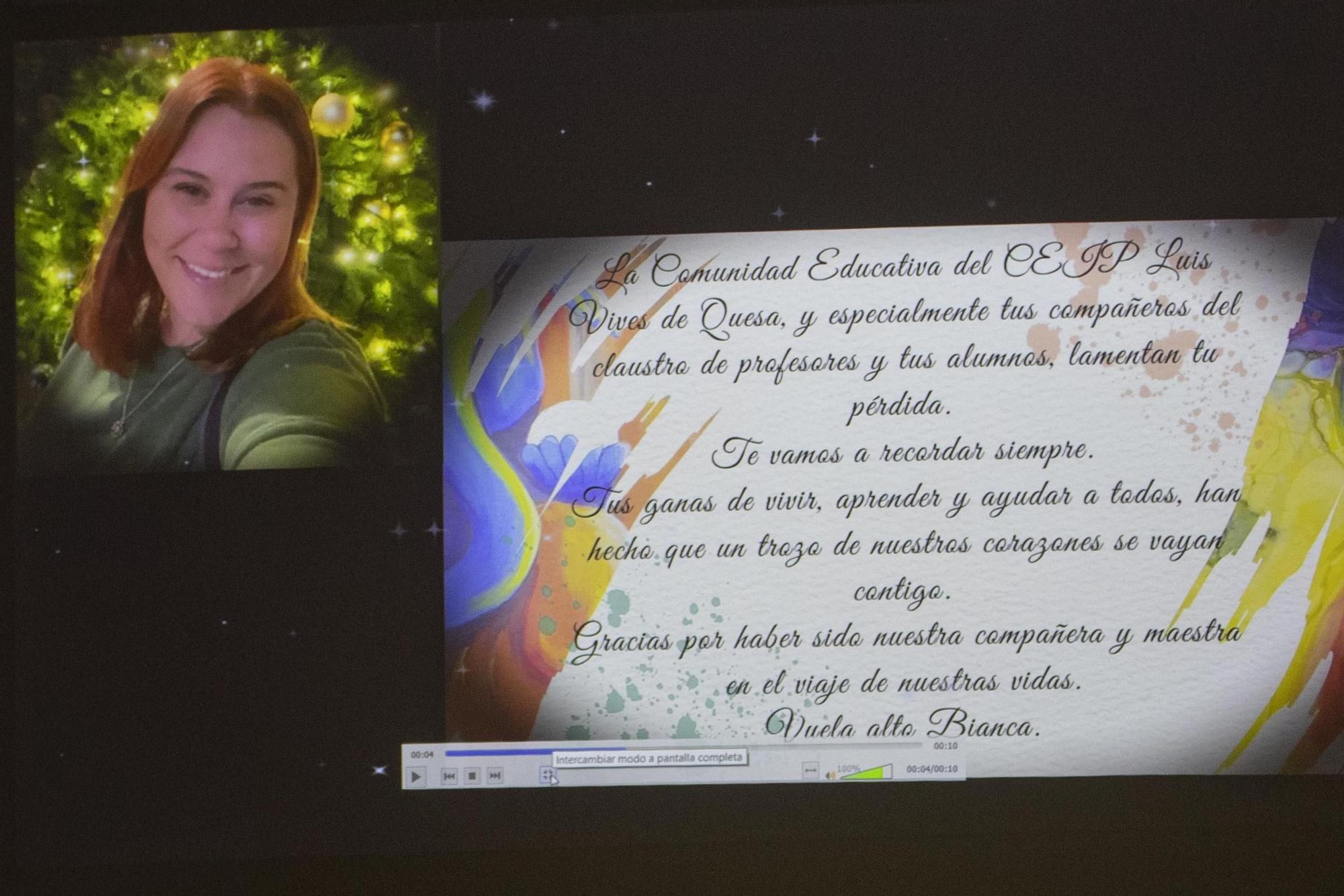 Así ha sido el emotivo homenaje de la comunidad educativa de Quesa a la profesora asesinada en Málaga