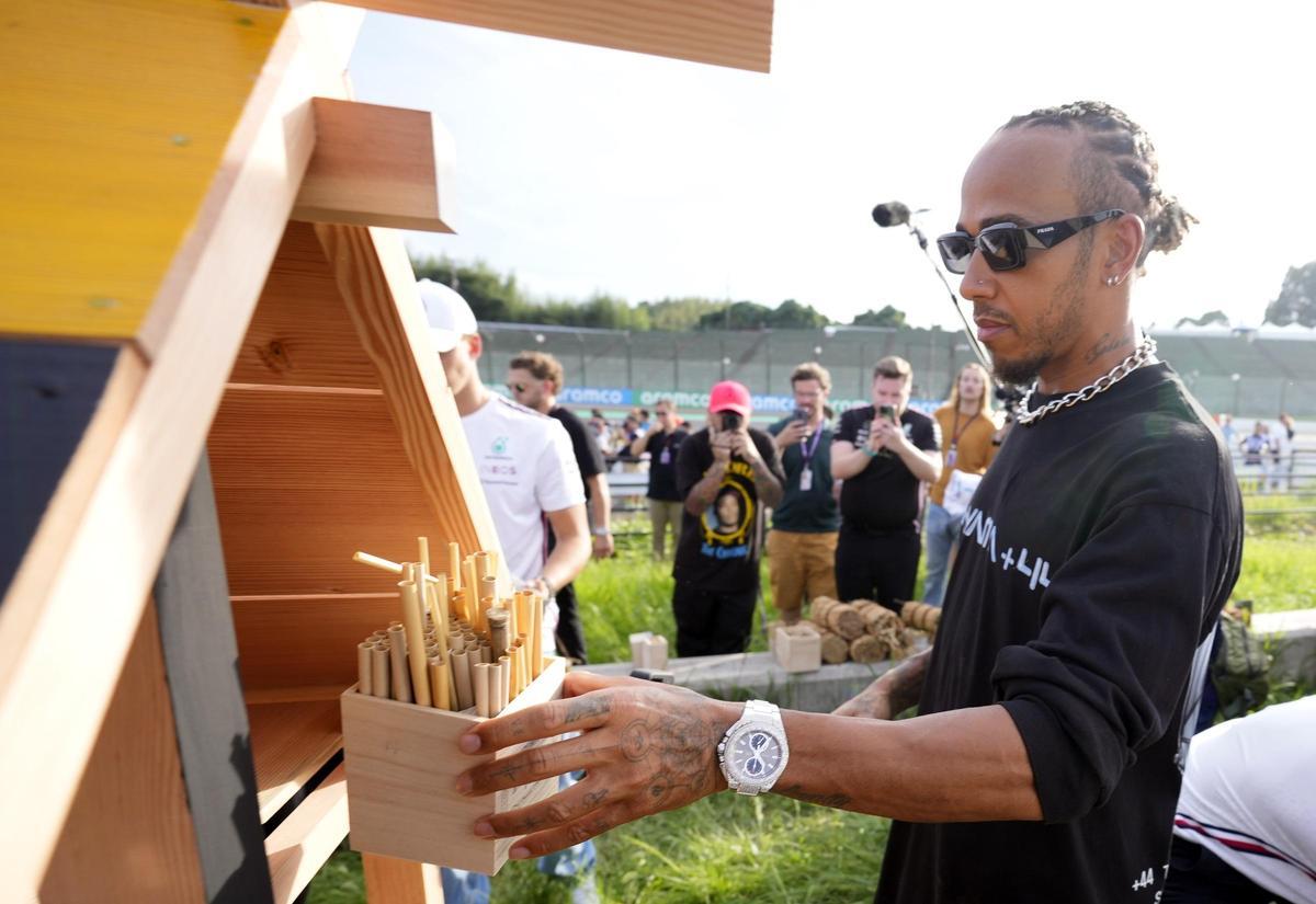 Vettel presenta sus 'hoteles para abejas' en Suzuka