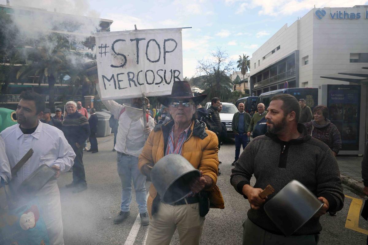 Protestas del campo malagueños, tras la firma del acuerdo Mercosur