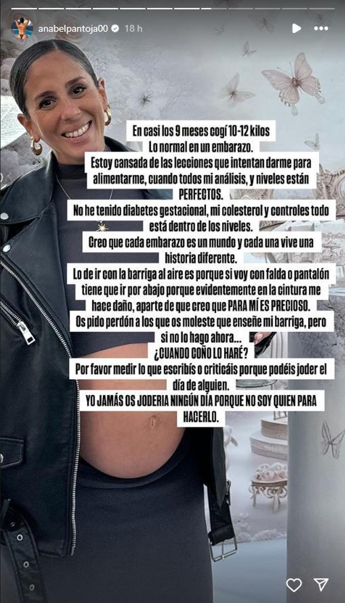 El comunicado de Anabel Pantoja en el que contesta a los comentarios de sus seguidores sobre sus cambios de peso