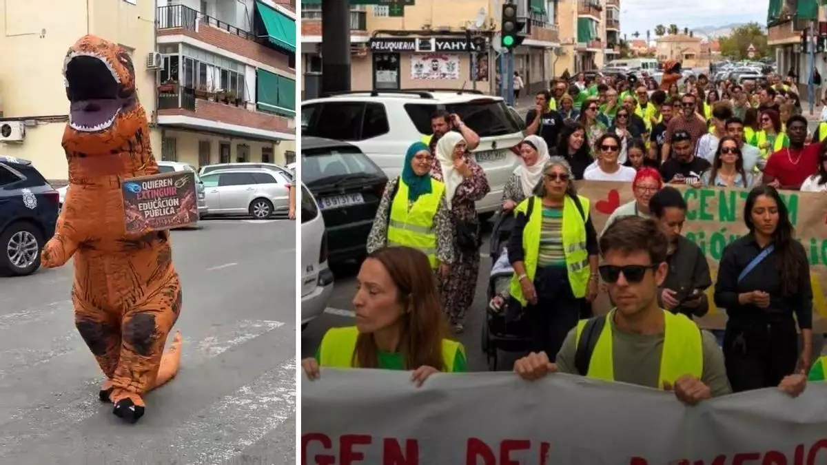 Una marea verde de profesores de la Zona Norte de Alicante se anticipa a la huelga