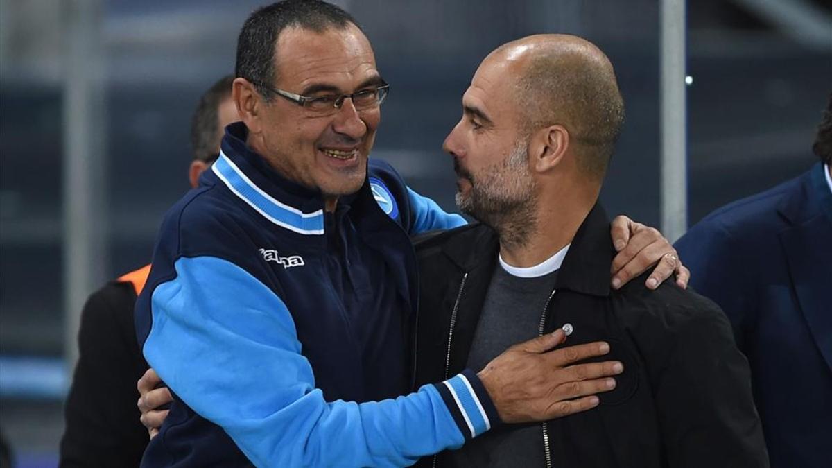 Sarri y Guardiola mantienen una relación excelente