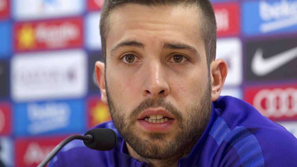 Jordi Alba, en rueda de prensa