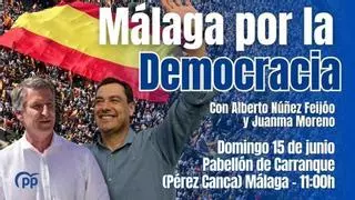 Feijóo y Moreno, este domingo en Málaga por "la democracia" y en contra de la "corrupción"