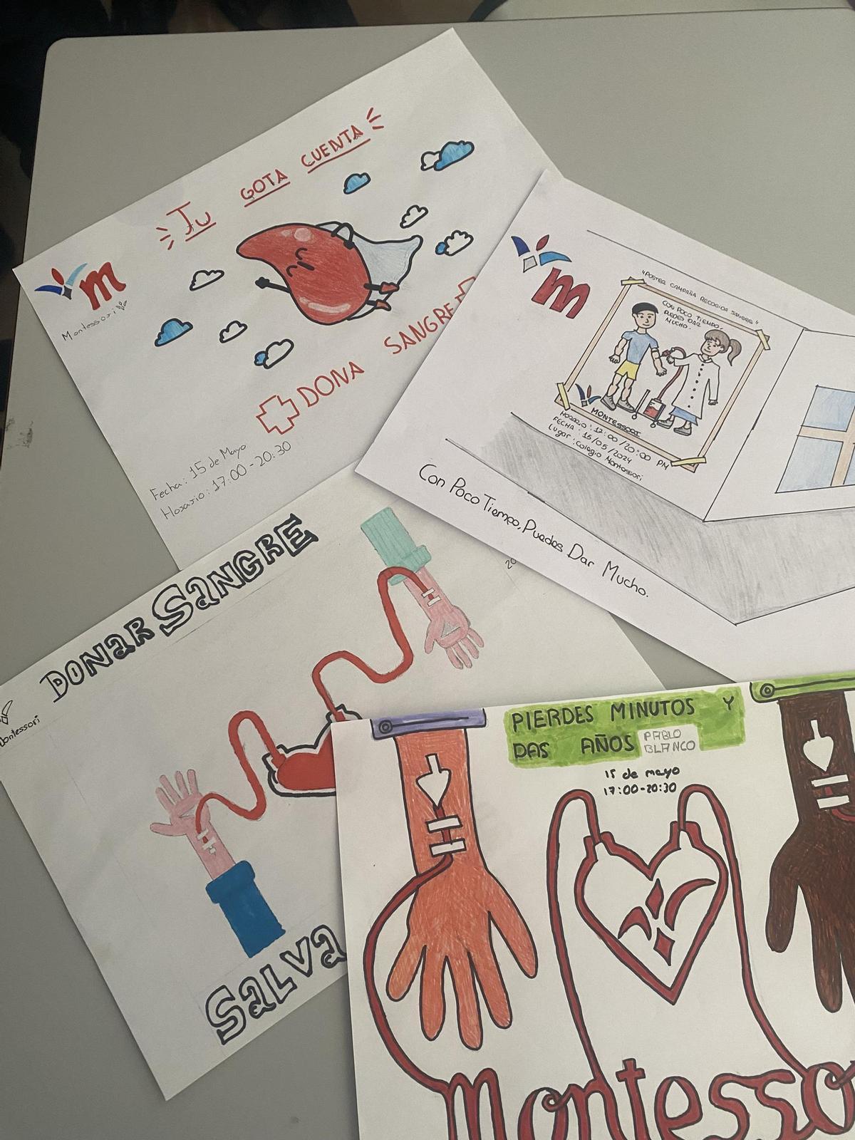 Materiales preparados por los alumnos para difundir la acción solidaria.