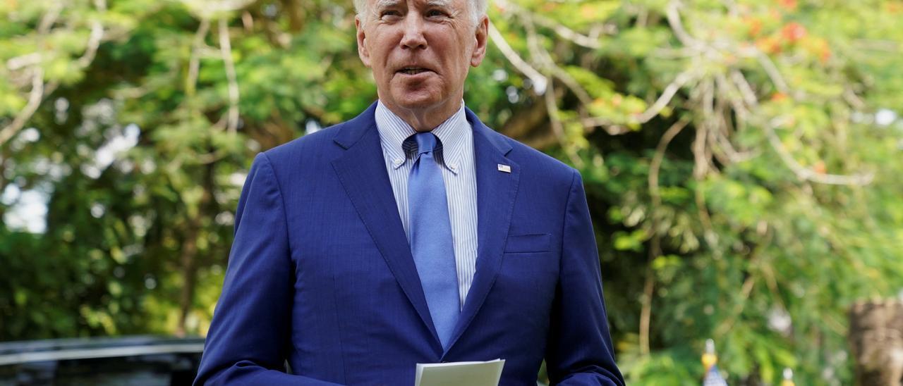 Biden speaks to the media after a Russian missile blast in Bali