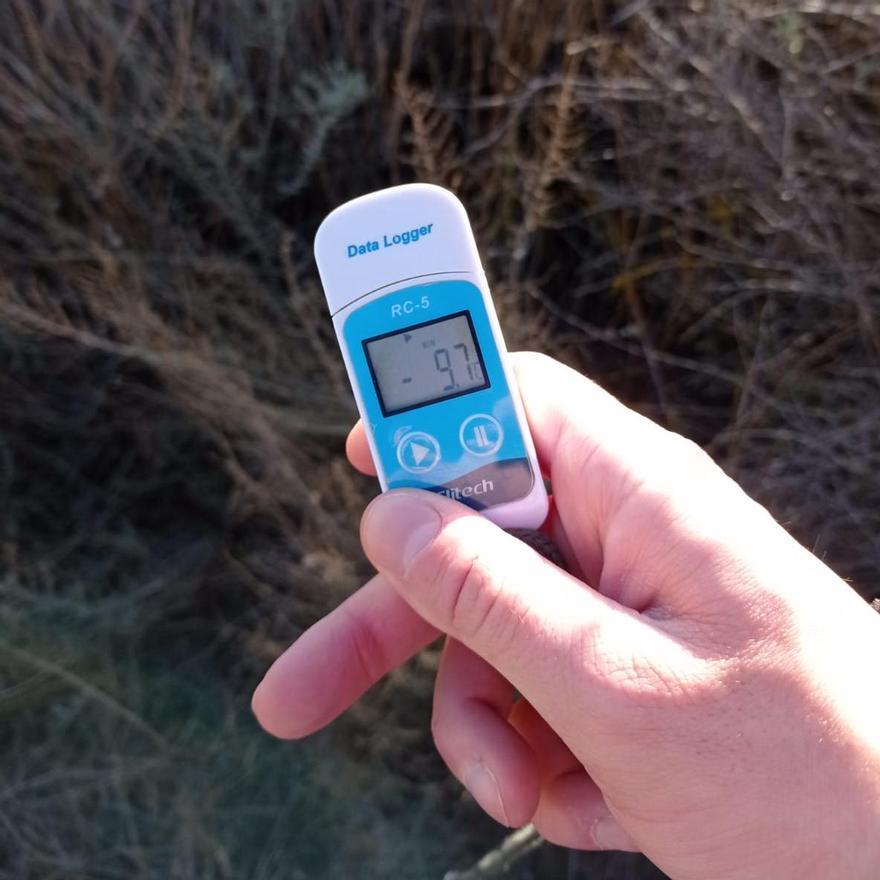 Registro de MeteoVinalopó de la temperatura en el Pantano de Elda en la madrugada del sábado.