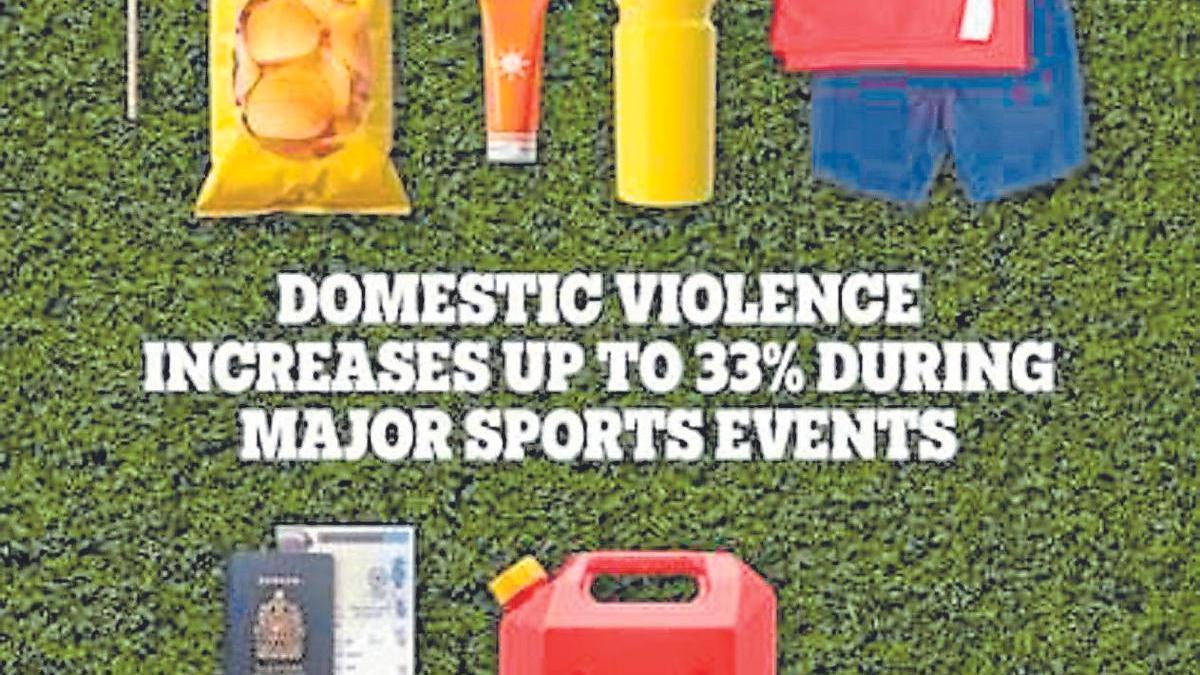 Cartel de la organización Women’s Shelters de Canada en el que se alerta que la violencia doméstica aumenta hasta un 33 % durante los grandes eventos deportivos.