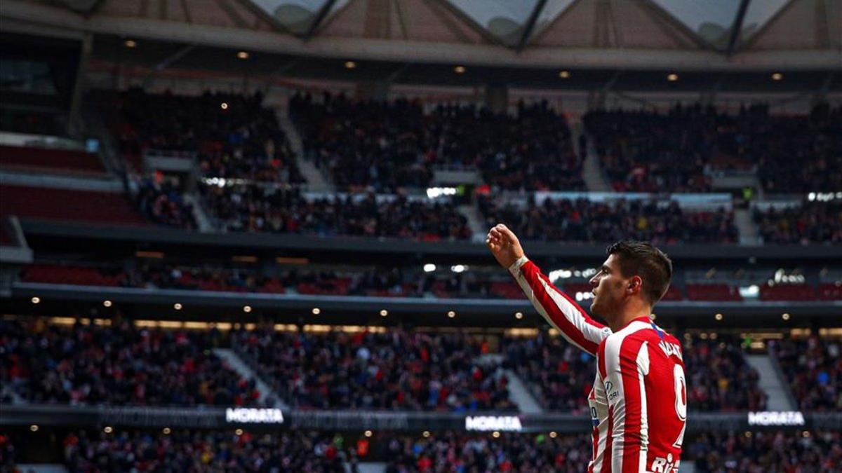 Morata celebra su gol ante el Espanyol