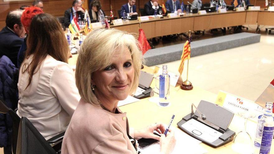 La consejera, durante el consejo interterritorial con el resto de las comunidades autónomas.