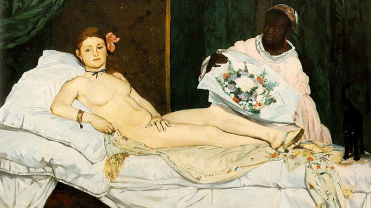 El cuadro 'Olympia' de Manet, ante el cual se desnudó el domingo Déborah de Robertis.