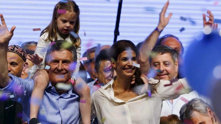 Mauricio Macri celebra su victoria electoral.