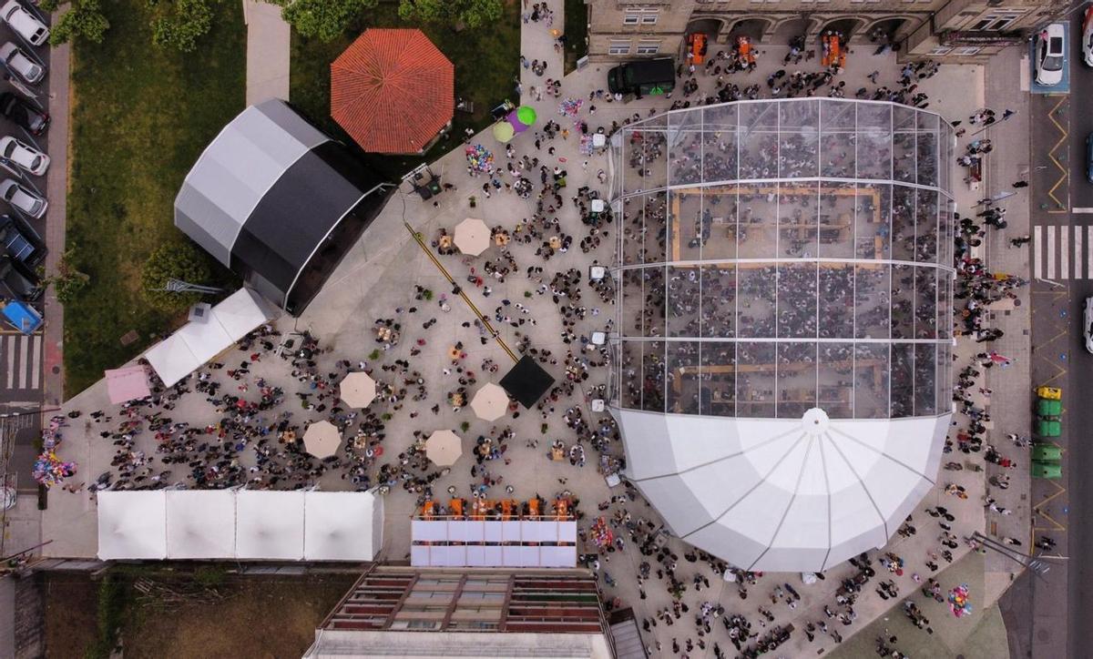 Imagen aérea de la carpa instalada el año pasado para las principalescelebraciones. |
