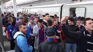 La afición del FC Barcelona ya está en Valencia