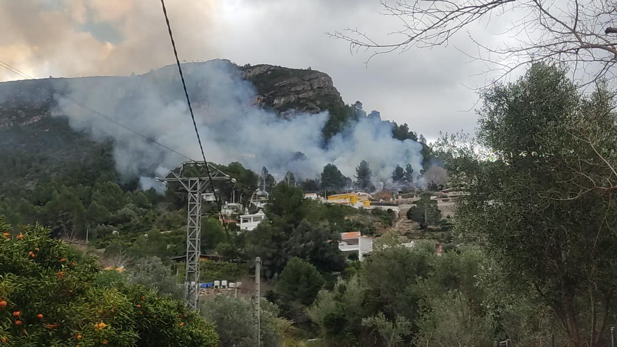 Un incendio forestal en Alzira amenza la Murta y dos centenares de viviendas