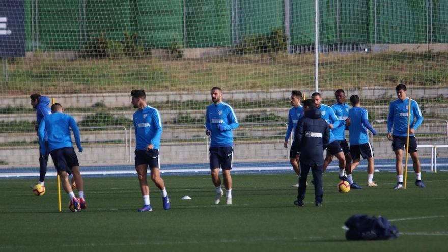 El Málaga CF, durante un entrenamiento esta semana.