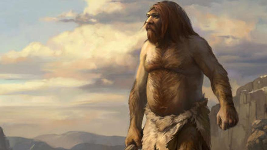 Ilustración de un hombre de Neandertal.