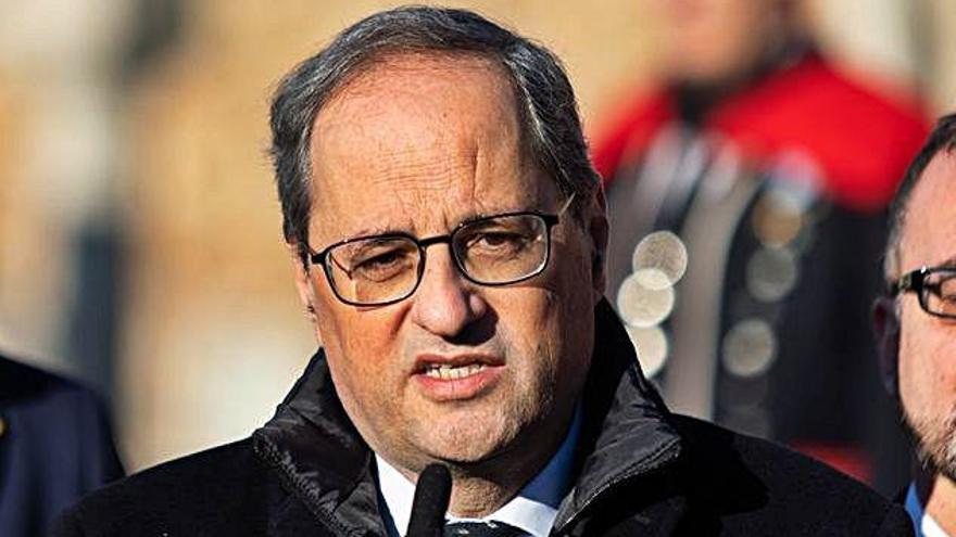 Quim Torra, durant l&#039;homenatge a la tomba de Macià, el 25 de desembre.