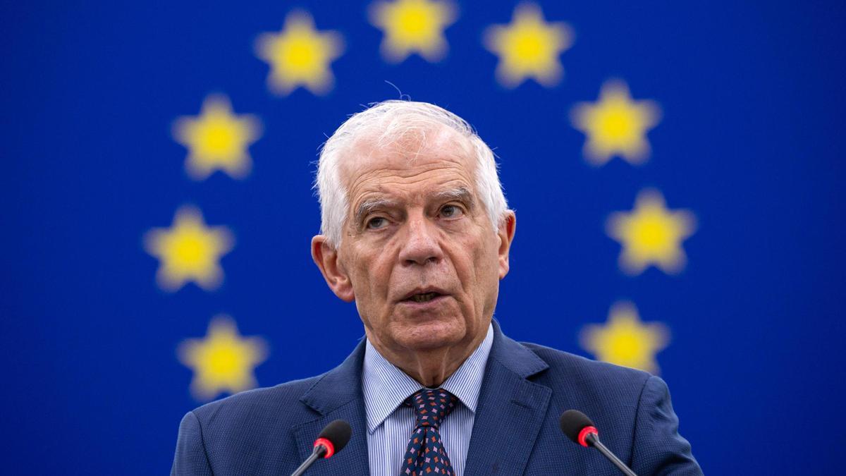 El jefe de la diplomacia europea, Josep Borrell, durante su intervención en el Parlamento Europeo, este martes.