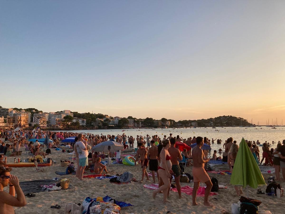 Hier ging es noch gesittet zu: 8.000 Menschen sollen sich am Strand von Santa Ponça die Sonnenfinsternis angesehen haben.
