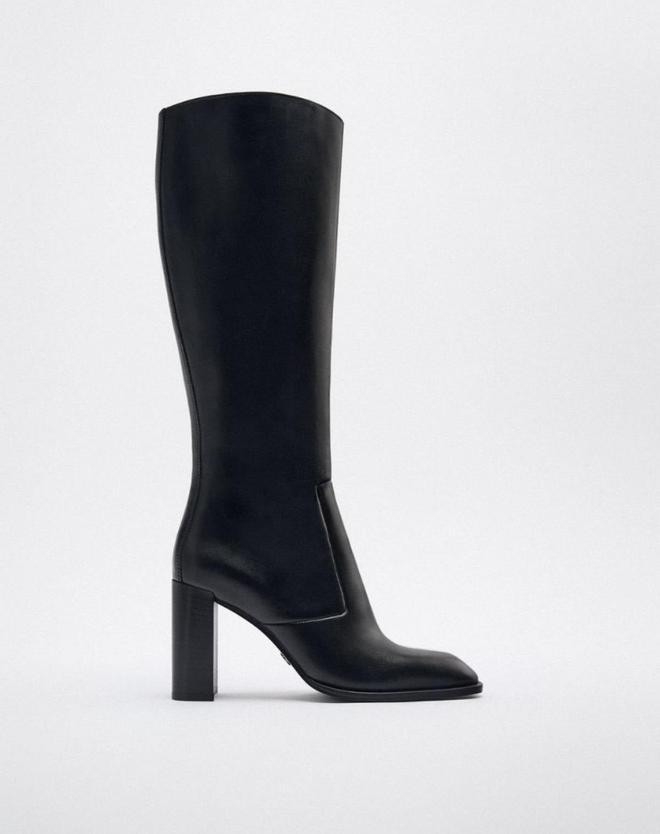 Botas negras de tacón ancho de Zara