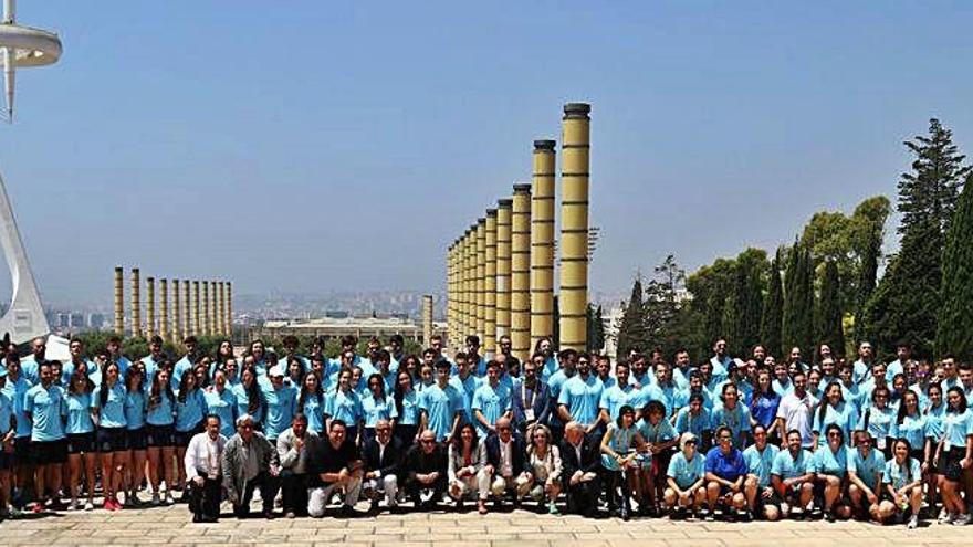 World Roller Games Fotografia de família de la delegació espanyola a Montjuïc