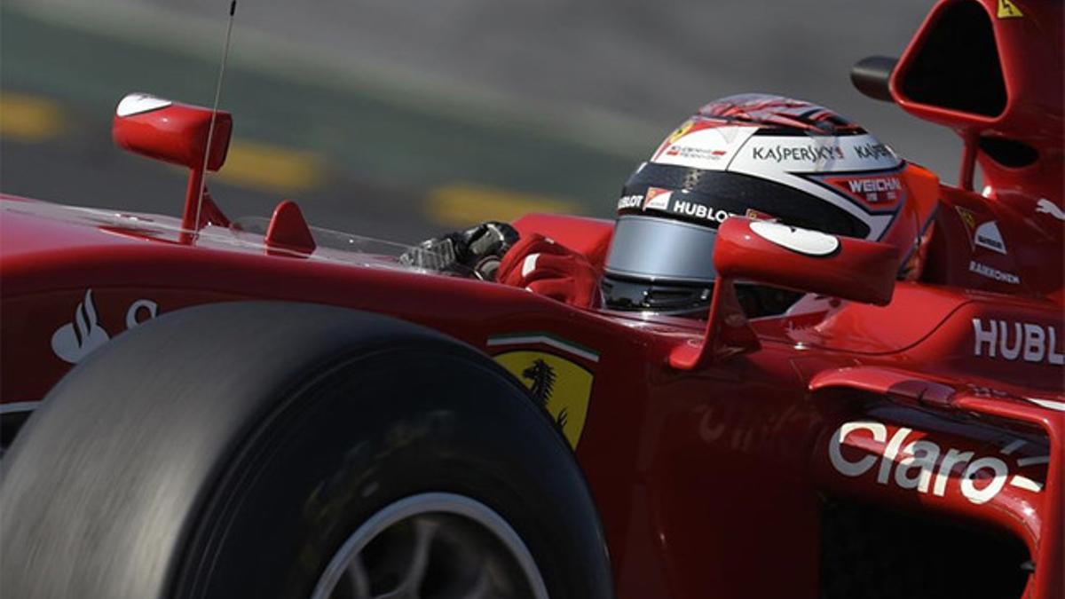 Kimi Raikkonen, con su Ferrari en Montmeló