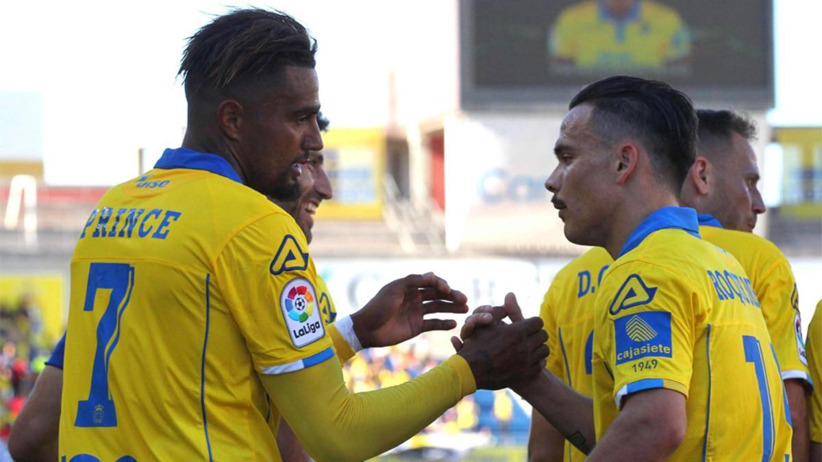 Prince Boateng y Roque Mesa durante un partido de la UD Las Palmas