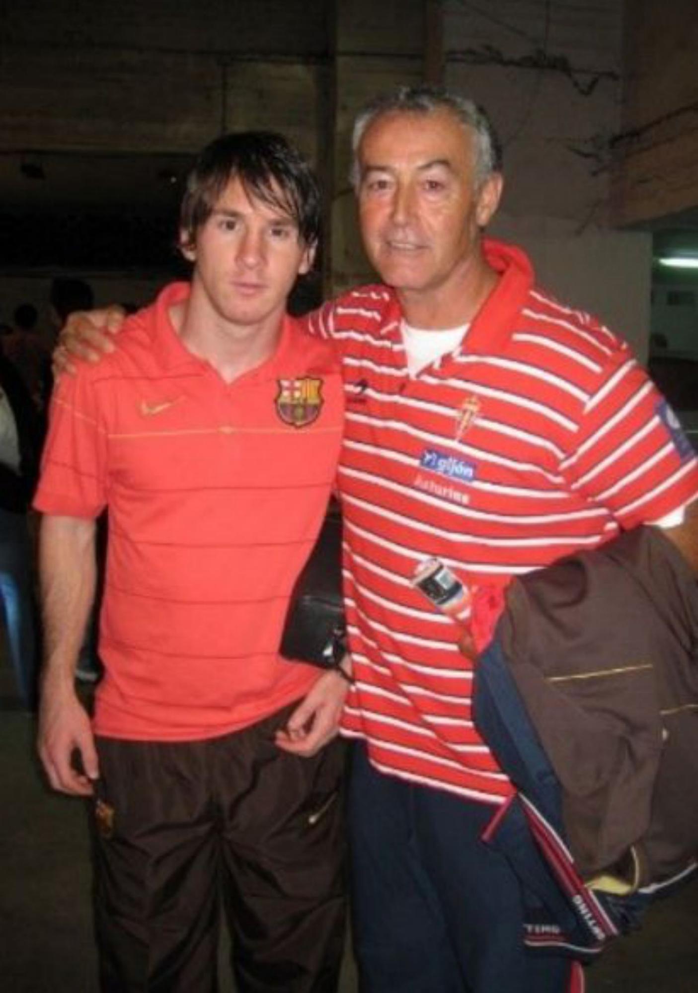 Gerardo Ruiz, junto a Messi, cuando era preparador físico del Sporting. | G. R.