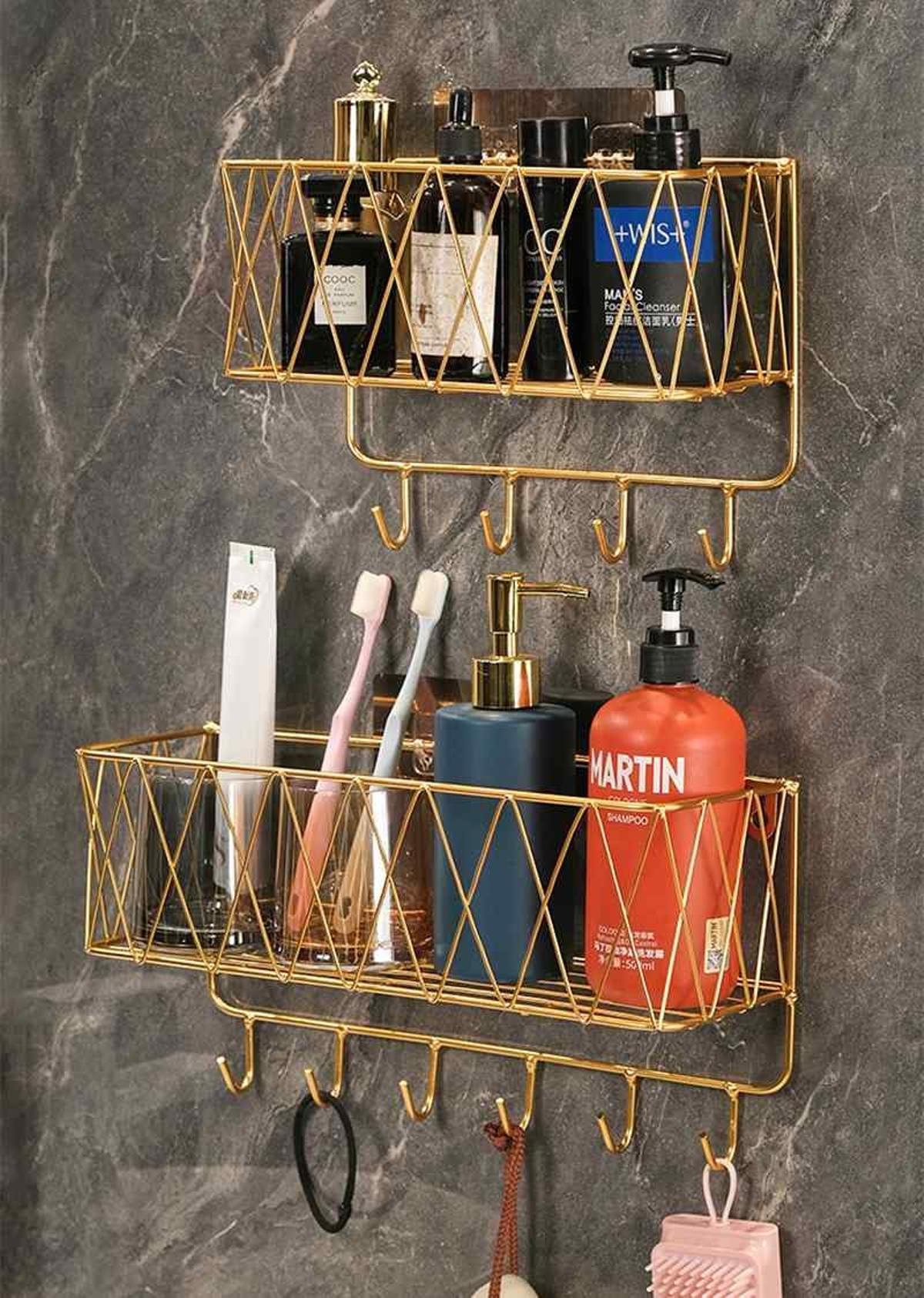 Estantería dorada para el baño Estantería dorada para el baño