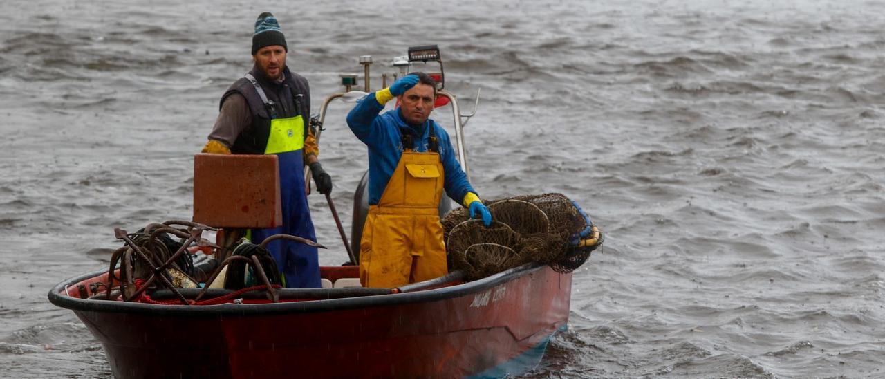 Pescadores de lamprea en el Ulla.