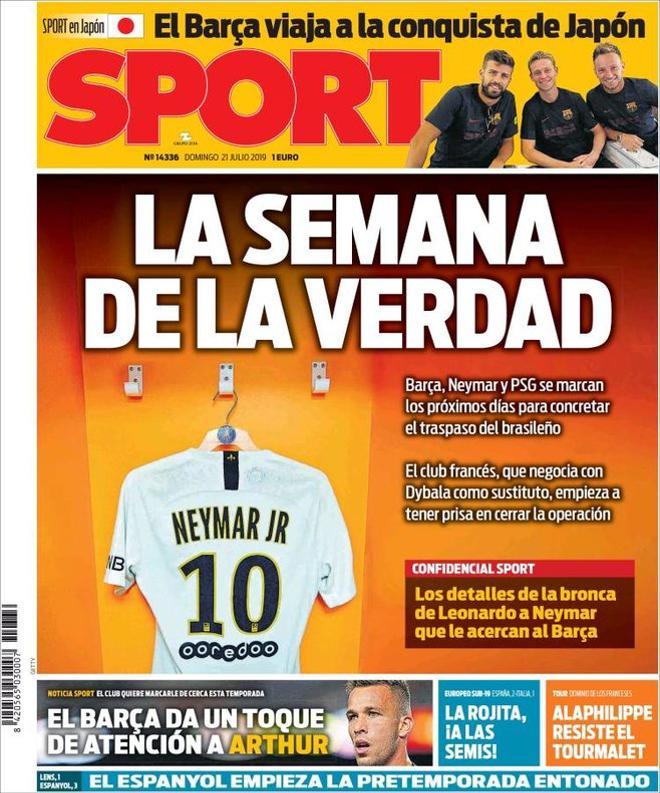 Portada de Sport del 21 de julio