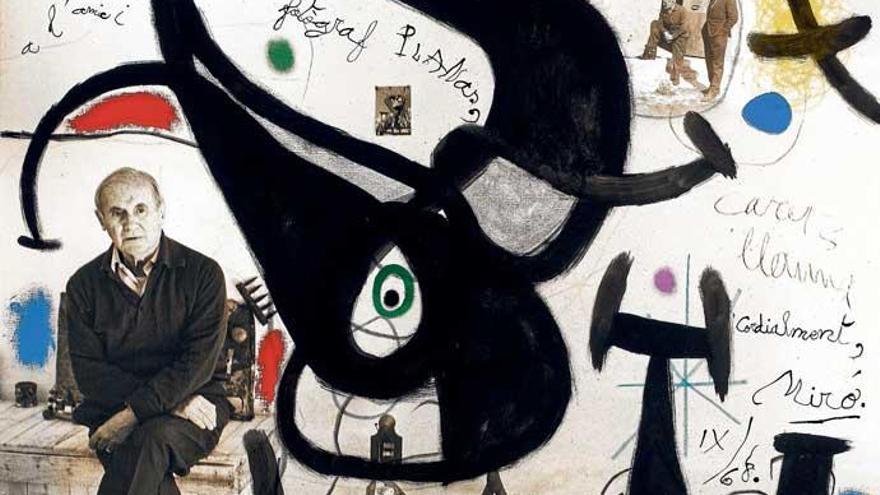 Porcel einfach übermalt: das Bild, das Miró dem Fotografen Josep Planas widmete und das nun erstmals gezeigt wird.