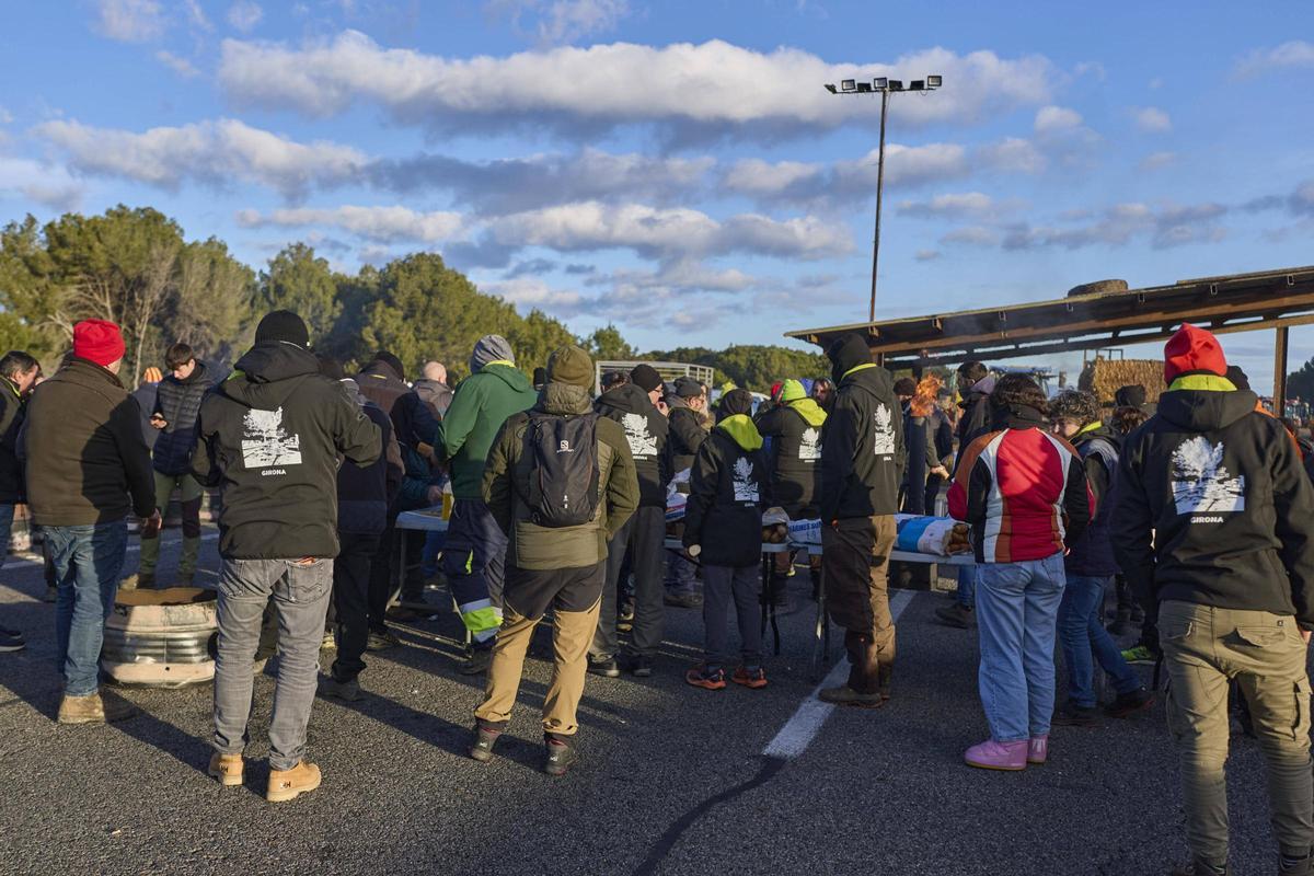Les fotos del tall dels pagesos a l'AP-7 i l'N-II a l'Empordà