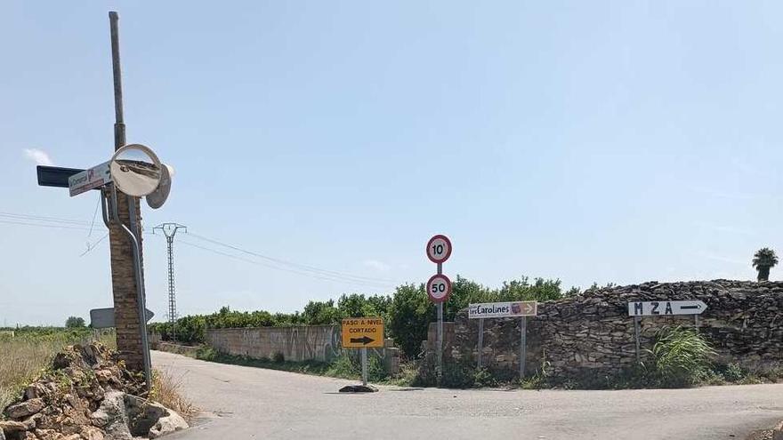 Corte de la carretera en sentido Picassent a Torrent.