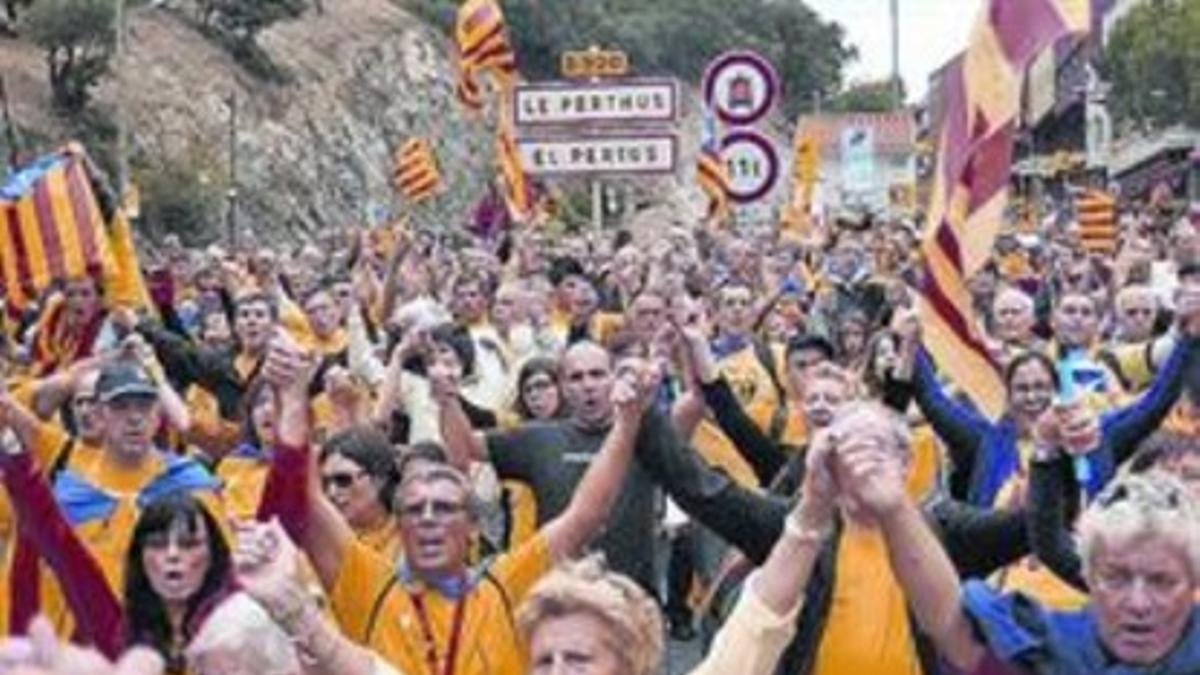Imagen de la Via Catalana en El Pertús, el pasado 11 de septiembre.