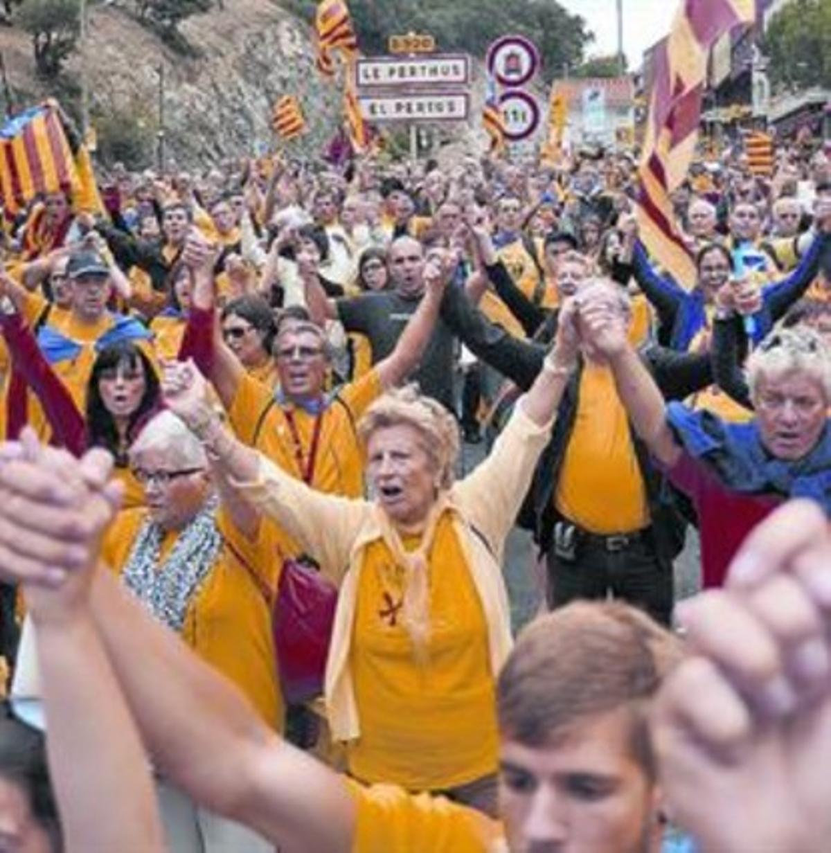 Imatge de la Via Catalana al Pertús, l’11 de setembre passat.