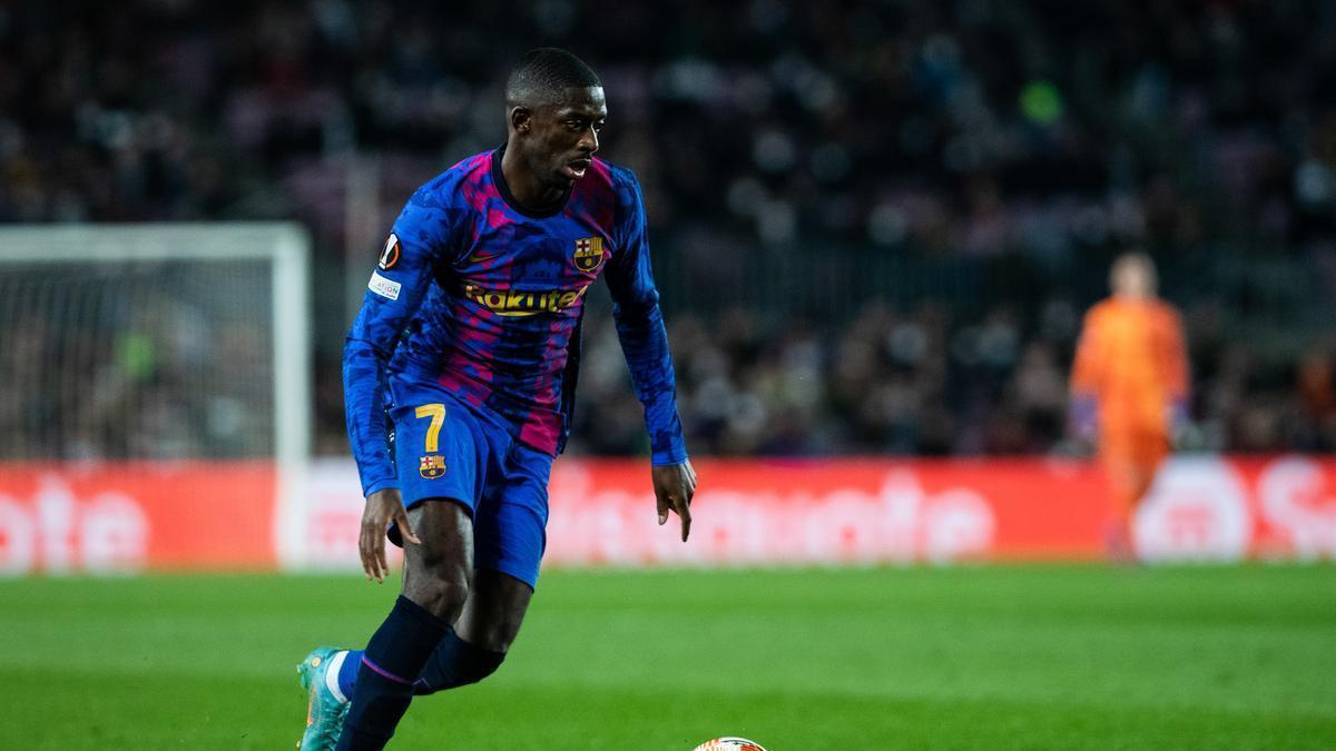 Ousmane Dembélé, durante un encuentro con el Barça.