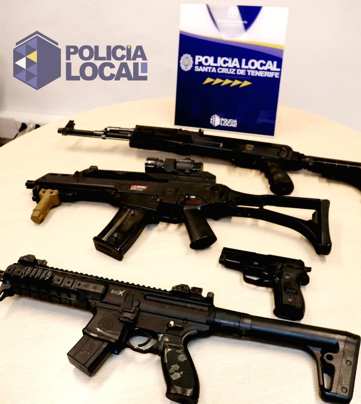 Armas de aire comprimido y airsoft intervenidas por la Policía Local chicharrera.