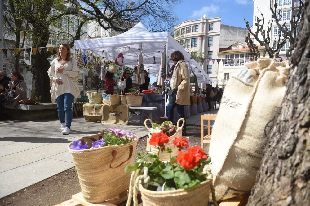 Mercado ecológico en la plaza de España