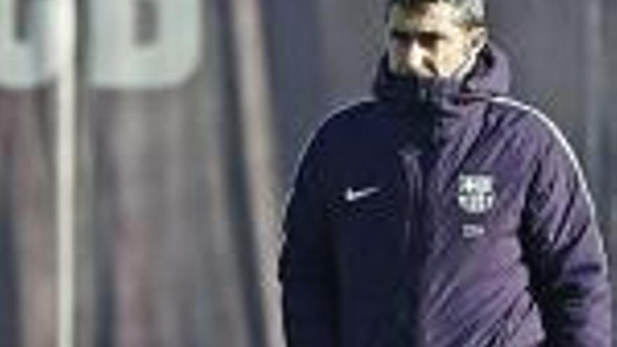 Ernesto Valverde, en l&#039;entrenament d&#039;ahir.