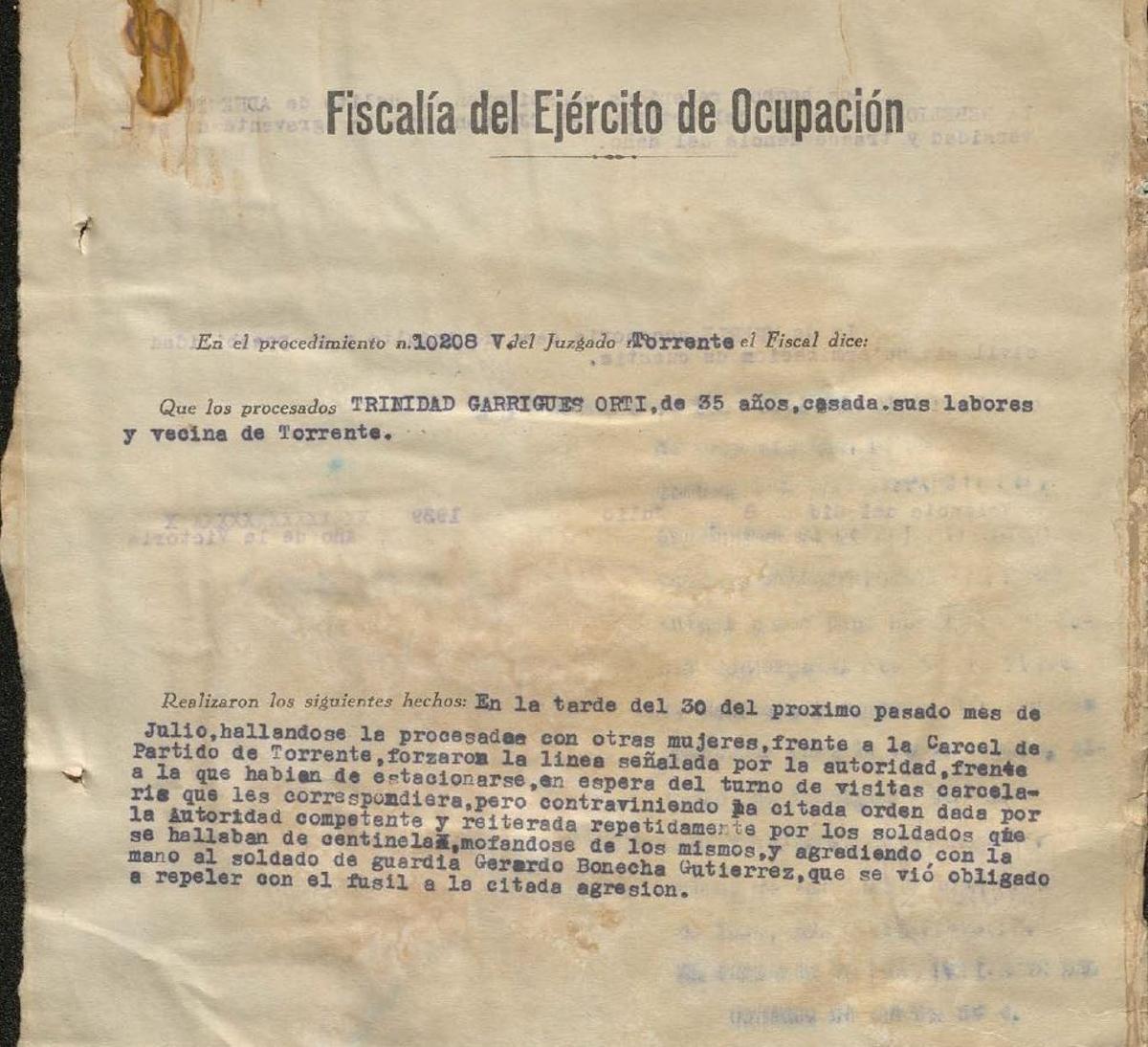 Informe de la fiscalía en el que pide la pena de muerte para Trinidad.