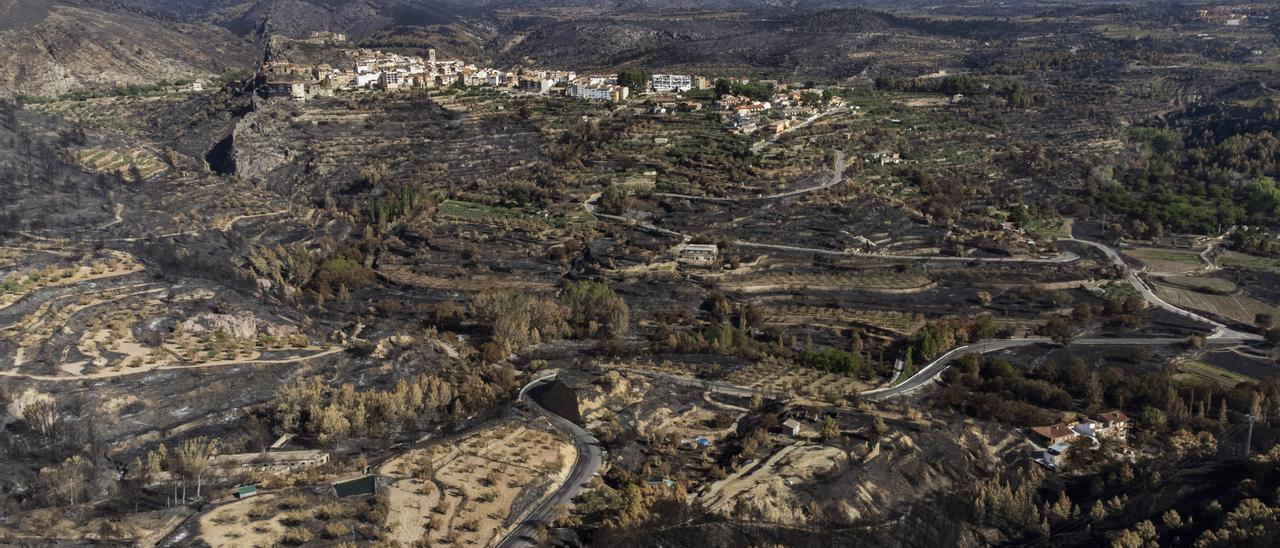 Las consecuencias del incendio de Bejís, a vista de dron