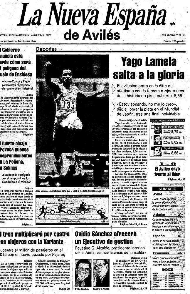 EN LA GLORIA DEL ATLETISMO. La vida de Yago Lamela, el mejor saltador de longitud español de todos los tiempos, se apagó en 2014, con 36 años, los que vivió como una montaña rusa que le condujo a la gloria deportiva y a un abismo del que no pudo salir por culpa de las lesiones.