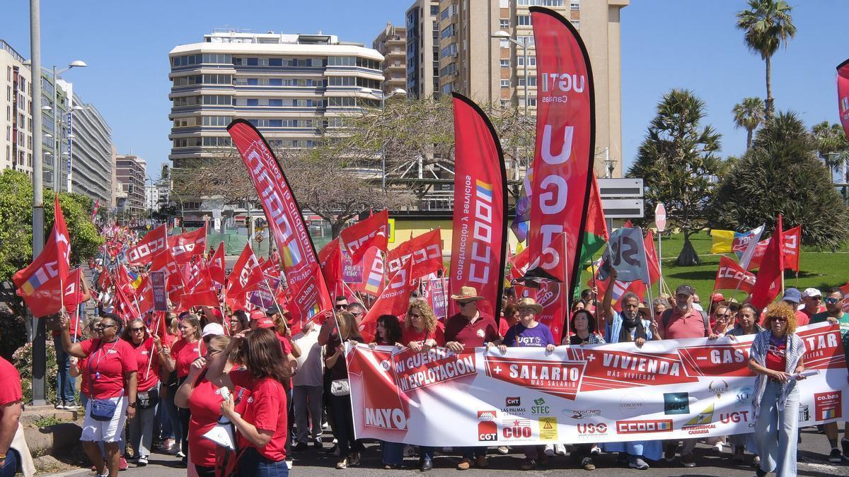 Manifestación por el Día de los Trabajadores en Las Palmas de Gran Canaria