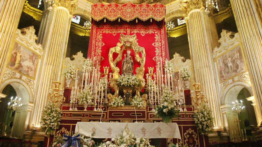 La Virgen de la Victoria en el altar principal de la Catedral el pasado 8 de septiembre.